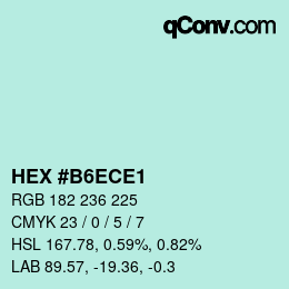 Color code: HEX #B6ECE1 | qconv.com