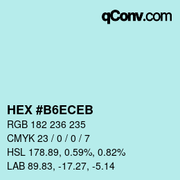 Color code: HEX #B6ECEB | qconv.com