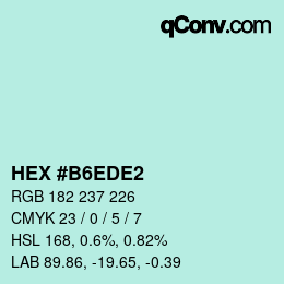 カラーコード: HEX #B6EDE2 | qconv.com