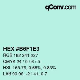カラーコード: HEX #B6F1E3 | qconv.com