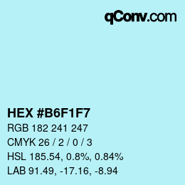 Color code: HEX #B6F1F7 | qconv.com
