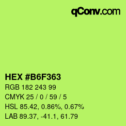 Color code: HEX #B6F363 | qconv.com