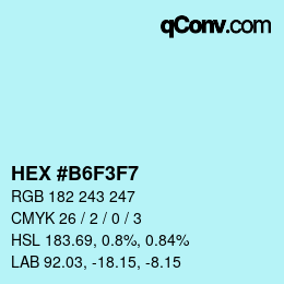 颜色代码: HEX #B6F3F7 | qconv.com