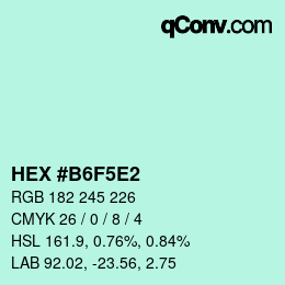 Color code: HEX #B6F5E2 | qconv.com