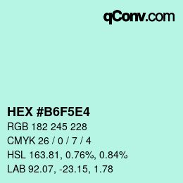 Color code: HEX #B6F5E4 | qconv.com