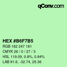 Color code: HEX #B6F7B5 | qconv.com