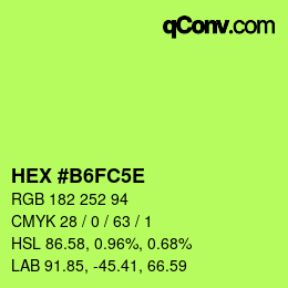 カラーコード: HEX #B6FC5E | qconv.com