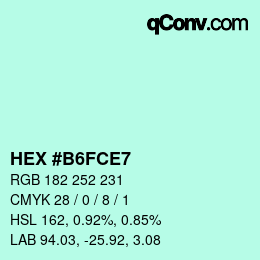 颜色代码: HEX #B6FCE7 | qconv.com