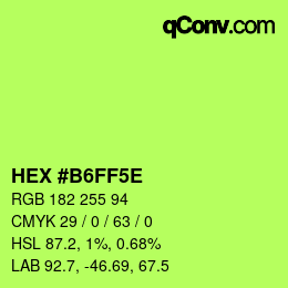 Farbcode: HEX #B6FF5E | qconv.com