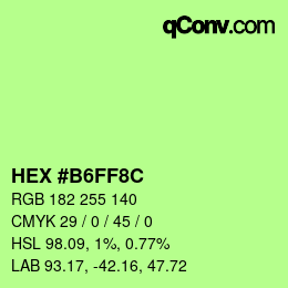 Color code: HEX #B6FF8C | qconv.com