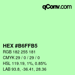 カラーコード: HEX #B6FFB5 | qconv.com