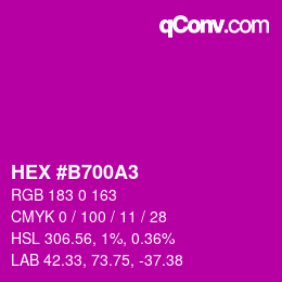 カラーコード: HEX #B700A3 | qconv.com