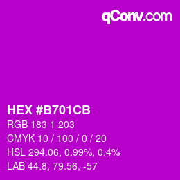 カラーコード: HEX #B701CB | qconv.com