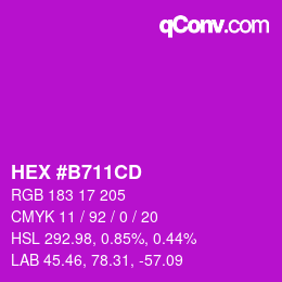 カラーコード: HEX #B711CD | qconv.com