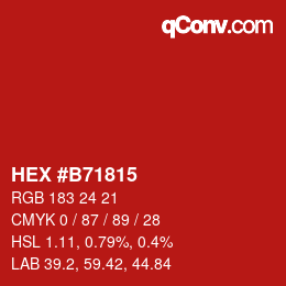 Color code: HEX #B71815 | qconv.com
