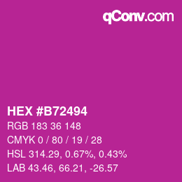 カラーコード: HEX #B72494 | qconv.com