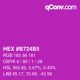 颜色代码: HEX #B724B5 | qconv.com