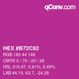 カラーコード: HEX #B72C92 | qconv.com