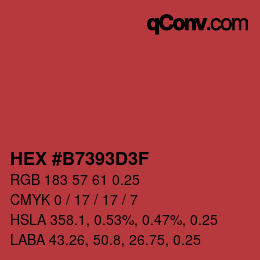 Farbcode: HEX #B7393D3F | qconv.com
