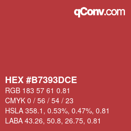 Code couleur: HEX #B7393DCE | qconv.com