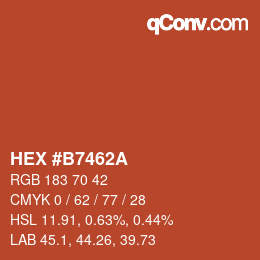 Color code: HEX #B7462A | qconv.com