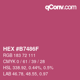 颜色代码: HEX #B7486F | qconv.com