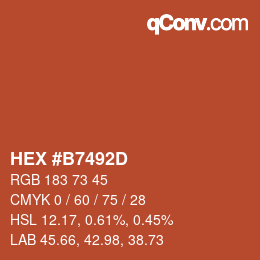 Color code: HEX #B7492D | qconv.com