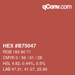 カラーコード: HEX #B75047 | qconv.com