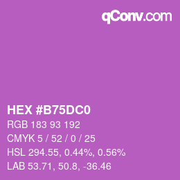 Farbcode: HEX #B75DC0 | qconv.com