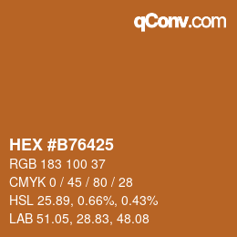 Farbcode: HEX #B76425 | qconv.com