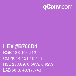 颜色代码: HEX #B768D4 | qconv.com