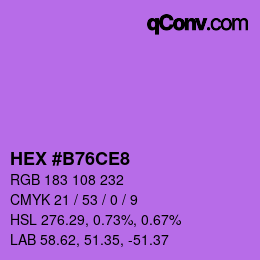 カラーコード: HEX #B76CE8 | qconv.com