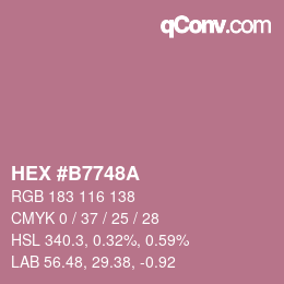 颜色代码: HEX #B7748A | qconv.com