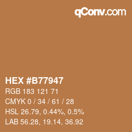 カラーコード: HEX #B77947 | qconv.com