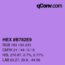 颜色代码: HEX #B782E9 | qconv.com