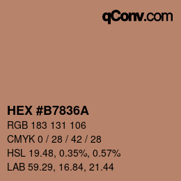 Color code: HEX #B7836A | qconv.com