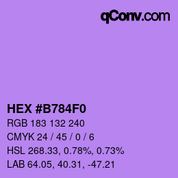 颜色代码: HEX #B784F0 | qconv.com