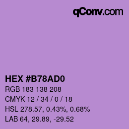 カラーコード: HEX #B78AD0 | qconv.com
