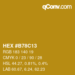 カラーコード: HEX #B78C13 | qconv.com