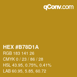 颜色代码: HEX #B78D1A | qconv.com