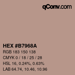 カラーコード: HEX #B7968A | qconv.com
