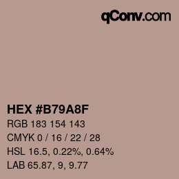 颜色代码: HEX #B79A8F | qconv.com