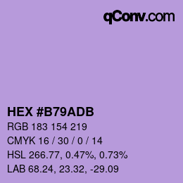 颜色代码: HEX #B79ADB | qconv.com