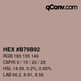 Farbcode: HEX #B79B92 | qconv.com