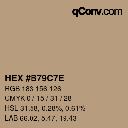 Color code: HEX #B79C7E | qconv.com