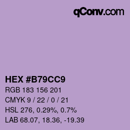 Farbcode: HEX #B79CC9 | qconv.com