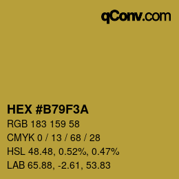 颜色代码: HEX #B79F3A | qconv.com
