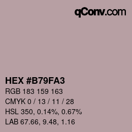 Color code: HEX #B79FA3 | qconv.com