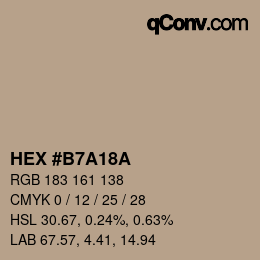 颜色代码: HEX #B7A18A | qconv.com