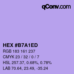 カラーコード: HEX #B7A1ED | qconv.com